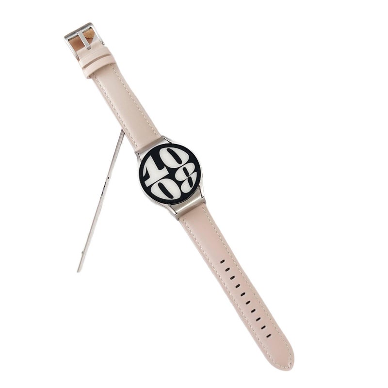 سوار ساعة ذكية سوار جلدي كلاسيكي متوافق باللون وردي قابل للتعديل مع Samsung Galaxy Watch 6 بملاءمة قابلة للتعديل وحزام بديل - Image 1