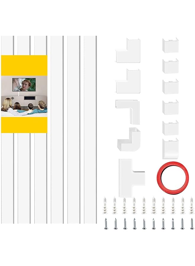 400cm Cable Cover for TV Cable,Self Adhesive Cable Concealer Cord Cover,White Cord Hider Wire Hider with Connectors,Cable Cover Cable Management,Cable Raceway for Home Office Wall