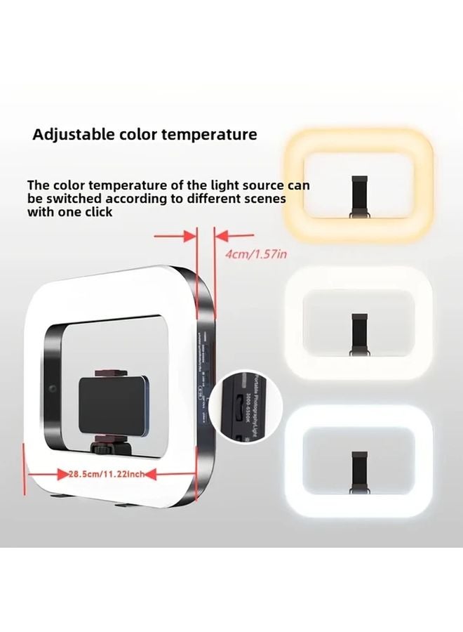 1piece Square Fill Light 3 Modes 9 Brightness Levels Large Battery Studio Streaming - Image 3