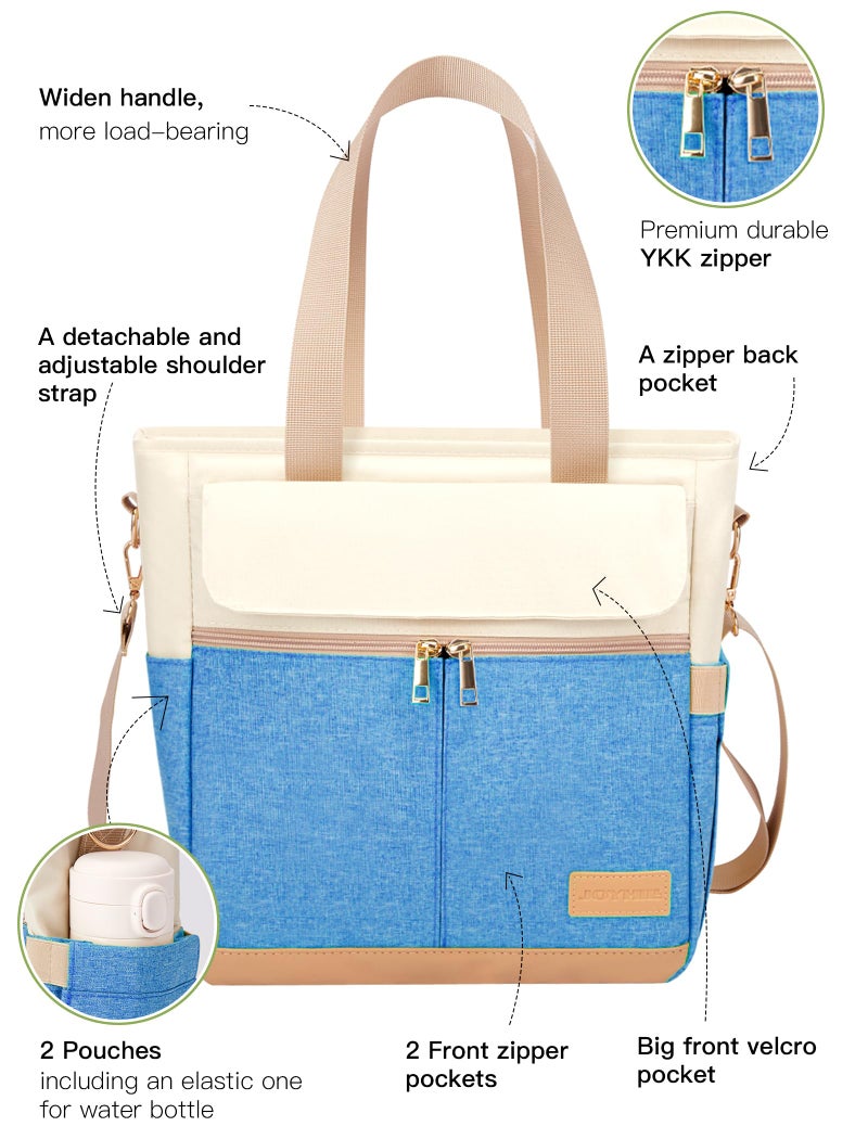 JOYHILL Lunch Bag for Women, Lunch Tote Leakproof Insulated Lunch Box with Shoulder Strap, Adult Reusable Lunch Cooler Tote Bags for Work Picnic Camping Beach (I-LIGHT BLUE) - Image 2