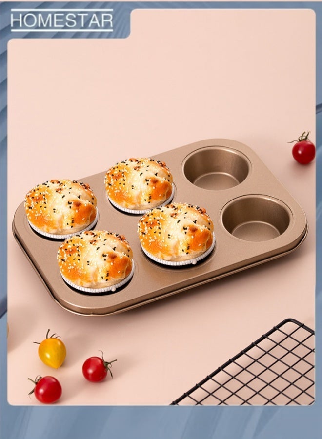 HOMESTAR 5-Piece Nonstick Bakeware Set, Gold Carbon Steel Baking Pans with Springform Cake Pan, Pizza Pan, Square Baking Tray, Loaf Pan & 6-Cup Muffin Tin, Oven Safe Bakeware Kit for Home Baking, Bakers Beginner - Image 5