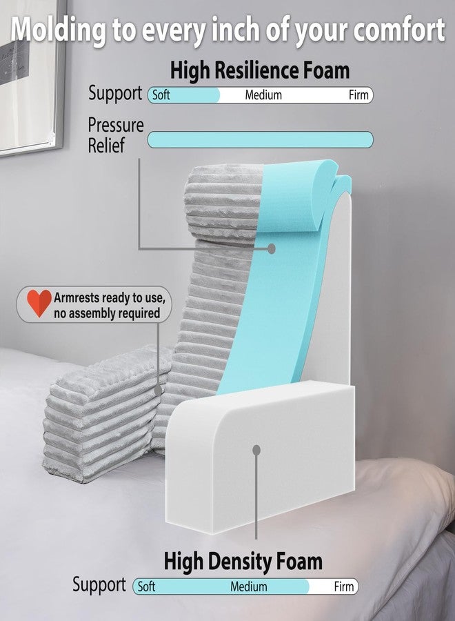 ENITYA Reading Pillow for Sitting in Bed Adult, XL Back Pillow for Bed Sitting up,Light Grey - Image 2