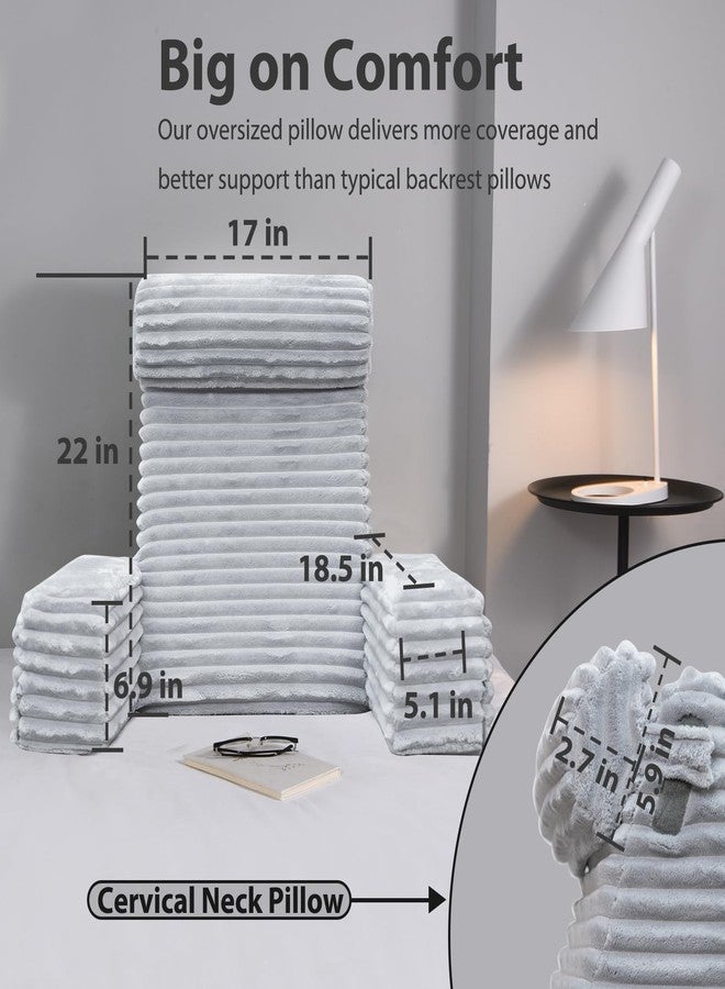 ENITYA Reading Pillow for Sitting in Bed Adult, XL Back Pillow for Bed Sitting up,Light Grey - Image 4