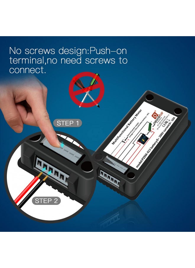 MORNING GROUP DC Multifunction Battery Monitor Meter,0-200V,0-300A (Widely Applied to 12V/24V/48V RV/Car Battery) LCD Display Digital Current Voltage Solar Power Meter Multimeter Ammeter Voltmeter  - Image 3