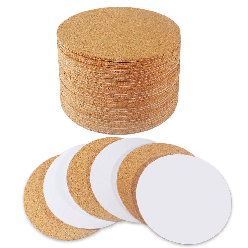 Heqishun 30 Pack SelfAdhesive Cork Round 4 Tiles for DIY Crafts