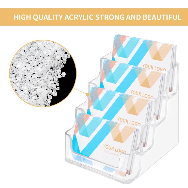 HSYMQ 2 Pack Clear Business Card Holder for Desk Plastic Business Card Display Stand, Acrylic Business Card Holder with 4 Tier for Office - Image 3