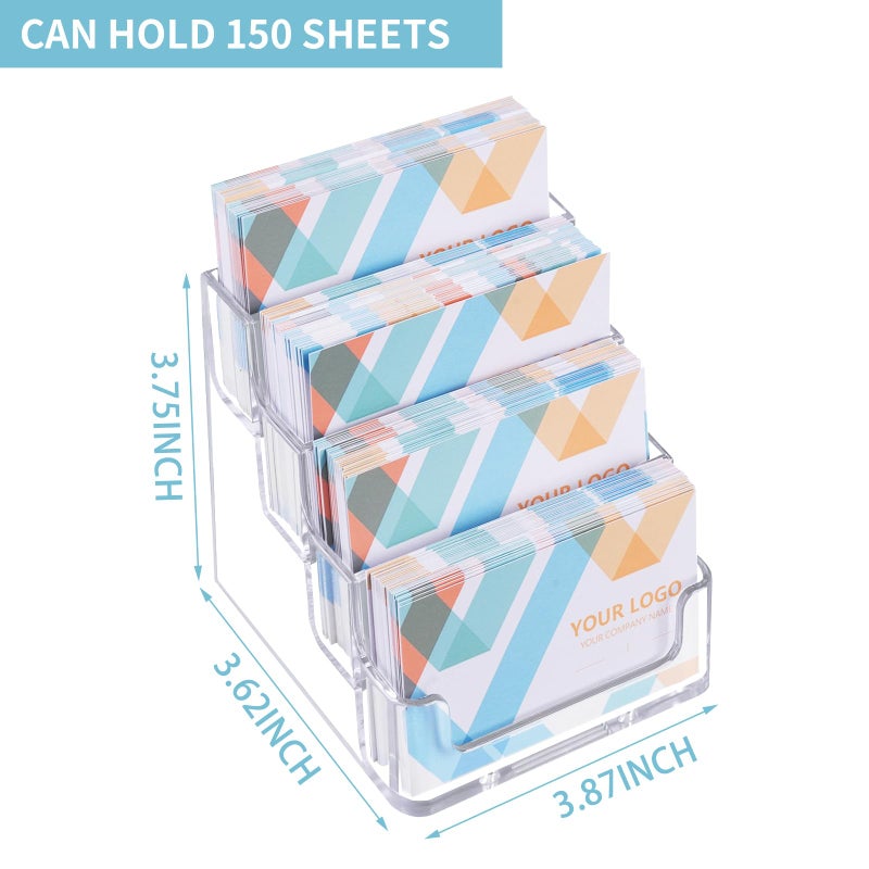 HSYMQ 2 Pack Clear Business Card Holder for Desk Plastic Business Card Display Stand, Acrylic Business Card Holder with 4 Tier for Office - Image 4