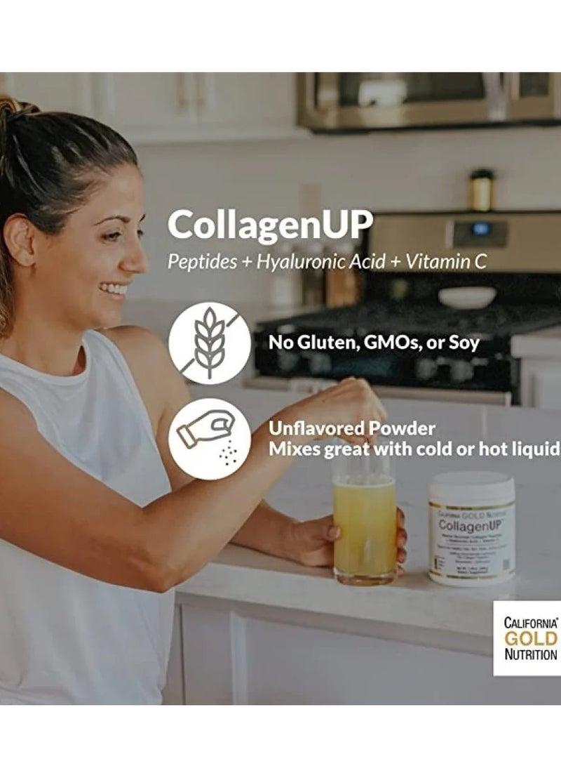 California Gold Nutrition 2 Pack Collagen UP Hydrolyzed Marine Collagen Peptides with Hyaluronic Acid and Vitamin C Bioavailable, Unflavored 7.26 oz (206 g) Supports Healthy Hair, Skin, Nails, Joints and Bones - Image 4