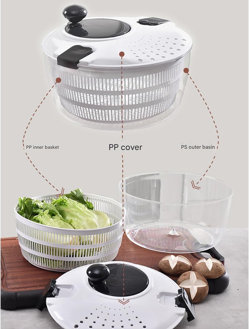 Space Saving Two Story Salad Spinner Rapid Water Removal Tool Dishwasher Safe Kitchen Addition Two Layer Hand Handle Salad Spinner - Image 3