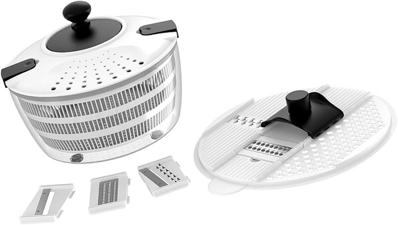 Space Saving Two Story Salad Spinner Rapid Water Removal Tool Dishwasher Safe Kitchen Addition Two Layer Hand Handle Salad Spinner - Image 1