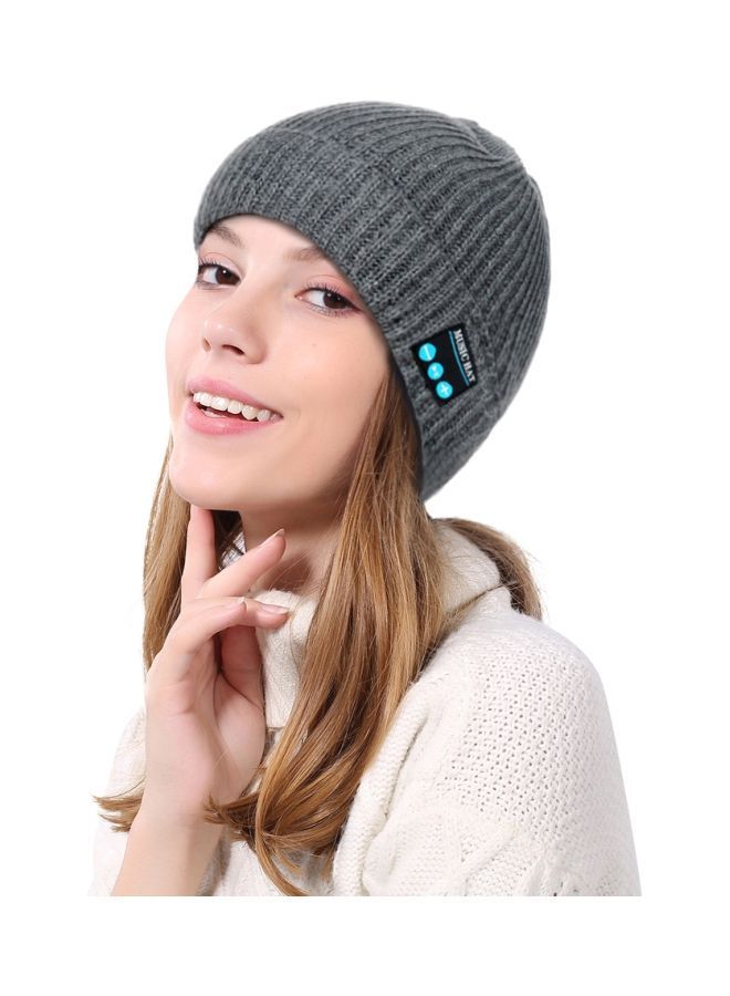 NIBEMINENT Bluetooth Knitted Hat With Mic One Size Grey  - Image 3