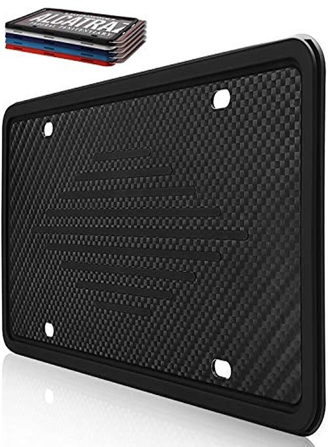 Intermerge License Plate Frame Holder - Universal American Auto Silicone License Plate Cover Rust-Proof,Rattle-Proof,Weather-Proof with 3 Drainage Holes Car Black License Plate Frame Black - Image 1