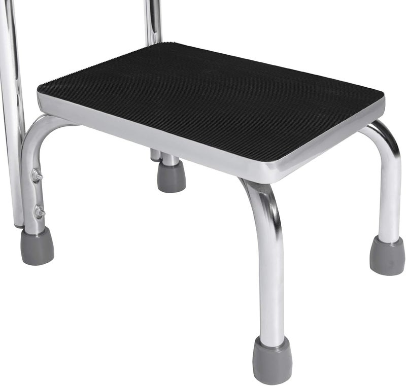Vaunn Medical Foot Step Stool with Handle and Anti Skid Rubber Platform, Lightweight and Sturdy Stool for Children, Adults and Seniors, Chrome - Image 5