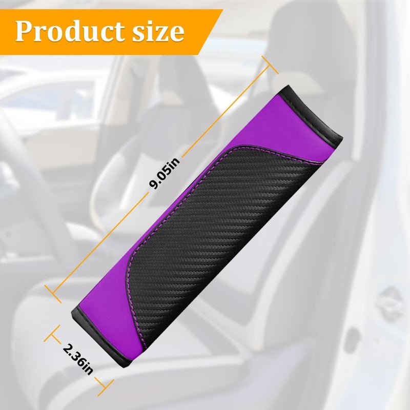 Osilly 2PCS Purple Carbon Fiber Seat Belt Covers - Image 2