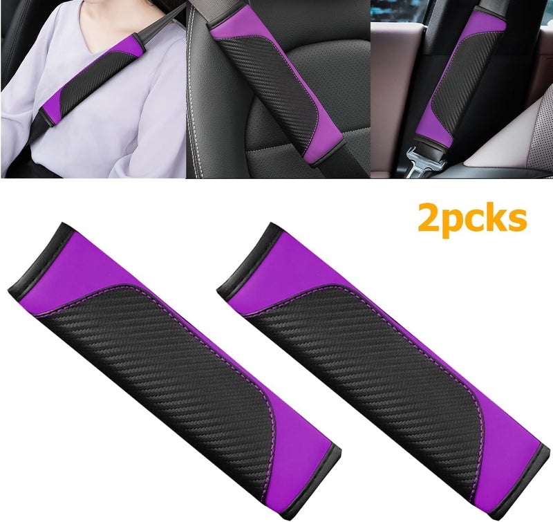 Osilly 2PCS Purple Carbon Fiber Seat Belt Covers - Image 4