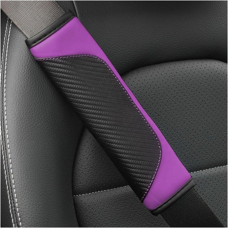 Osilly 2PCS Purple Carbon Fiber Seat Belt Covers - Image 1