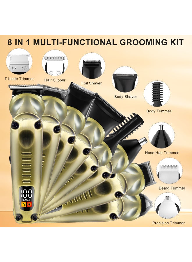 Hatteker Beard Trimmer 8 in 1 Hair Clippers Electric Shavers for Men Cordless Adjustable Speed Waterproof Mens Grooming Kit - Image 2