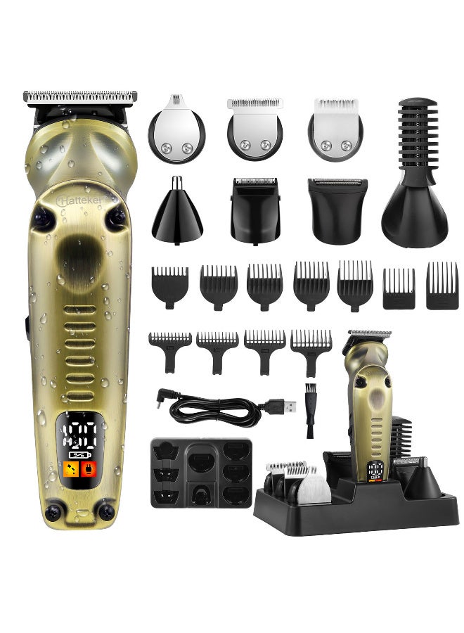 Hatteker Beard Trimmer 8 in 1 Hair Clippers Electric Shavers for Men Cordless Adjustable Speed Waterproof Mens Grooming Kit - Image 1