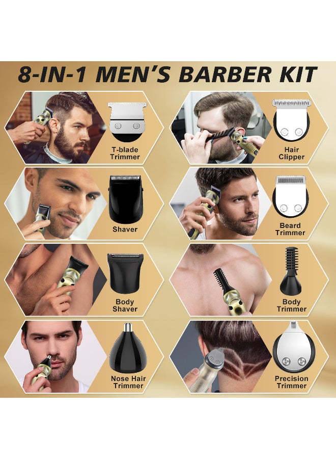Hatteker Beard Trimmer 8 in 1 Hair Clippers Electric Shavers for Men Cordless Adjustable Speed Waterproof Mens Grooming Kit - Image 3