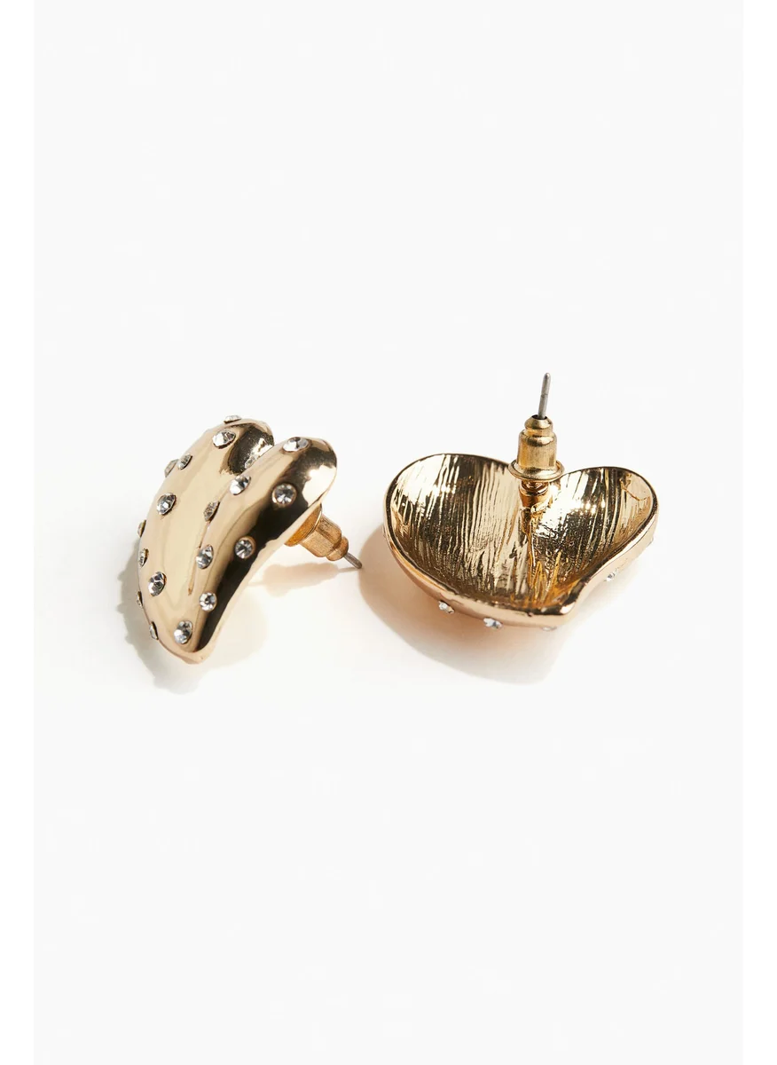 اتش اند ام Rhinestone-Embellished Heart-Shaped Earrings