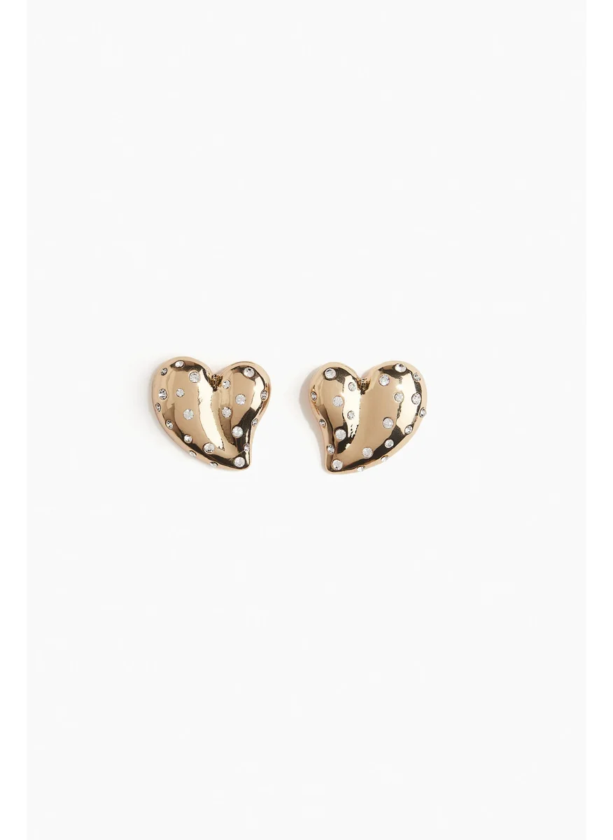 اتش اند ام Rhinestone-Embellished Heart-Shaped Earrings