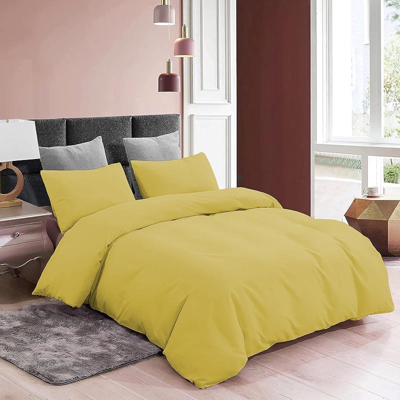 YRM Bedding's YRM Beddings 3 Pieces Duvet Cover Setr 100 Brushed Microfiber with Zipper Closure Duvet Cover91X101 Inches and 2 Pillow Cover 18X28 Inches Double Bed SizeGold - Image 3