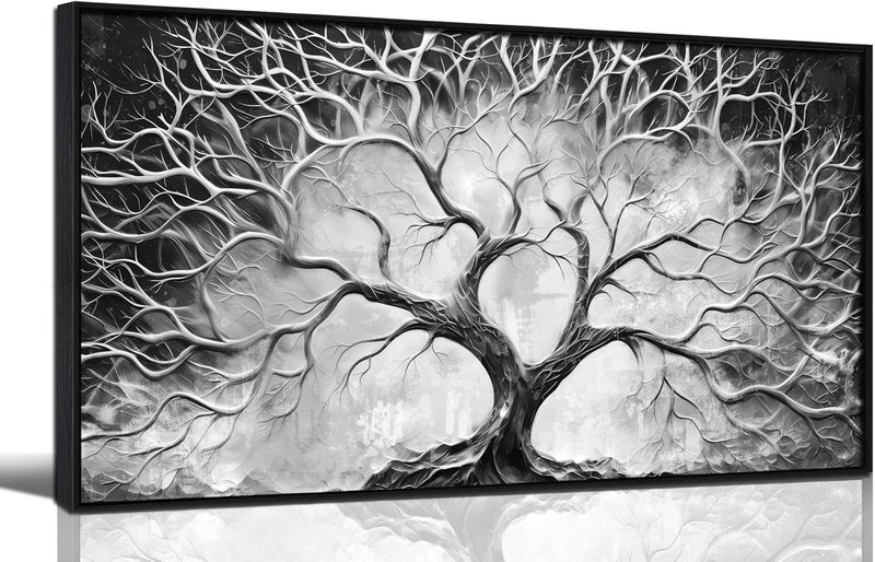 CGXART Black and White Tree Canvas Wall Art - Image 1
