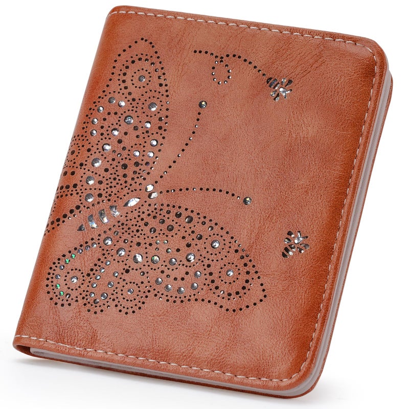 KITEVIUN Small RFID Wallet Women Ultra Thin Slim Womens Wallet Mini Compact Bifold Pocket Ladies Wallets for Women BROWN - Image 1