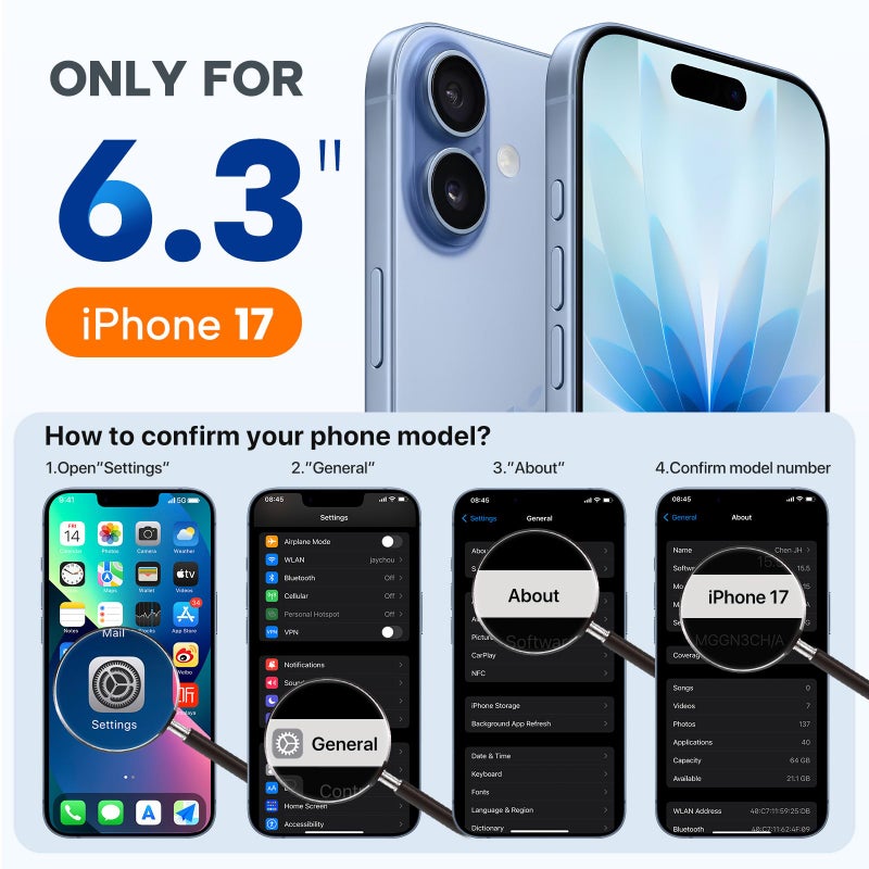 Miracase Magnetic for iPhone 17 Case, Compatible with MagSafe, Integrated Silicone Camera Control Cover, 3.0mm Thicken Shockproof Drop Protection Phone Case for 17,Capri Blue - Image 2