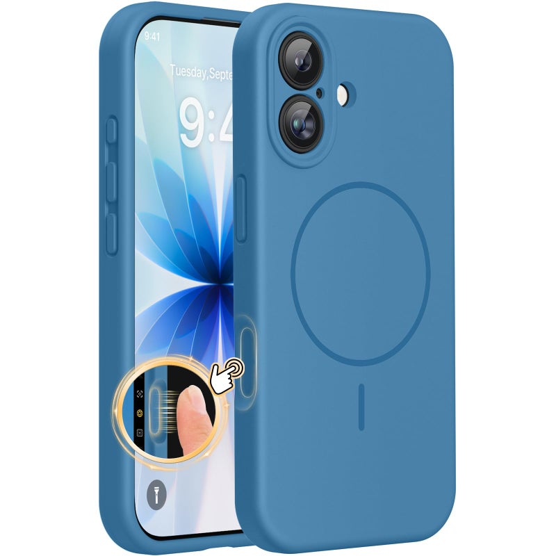 Miracase Magnetic for iPhone 17 Case, Compatible with MagSafe, Integrated Silicone Camera Control Cover, 3.0mm Thicken Shockproof Drop Protection Phone Case for 17,Capri Blue - Image 1