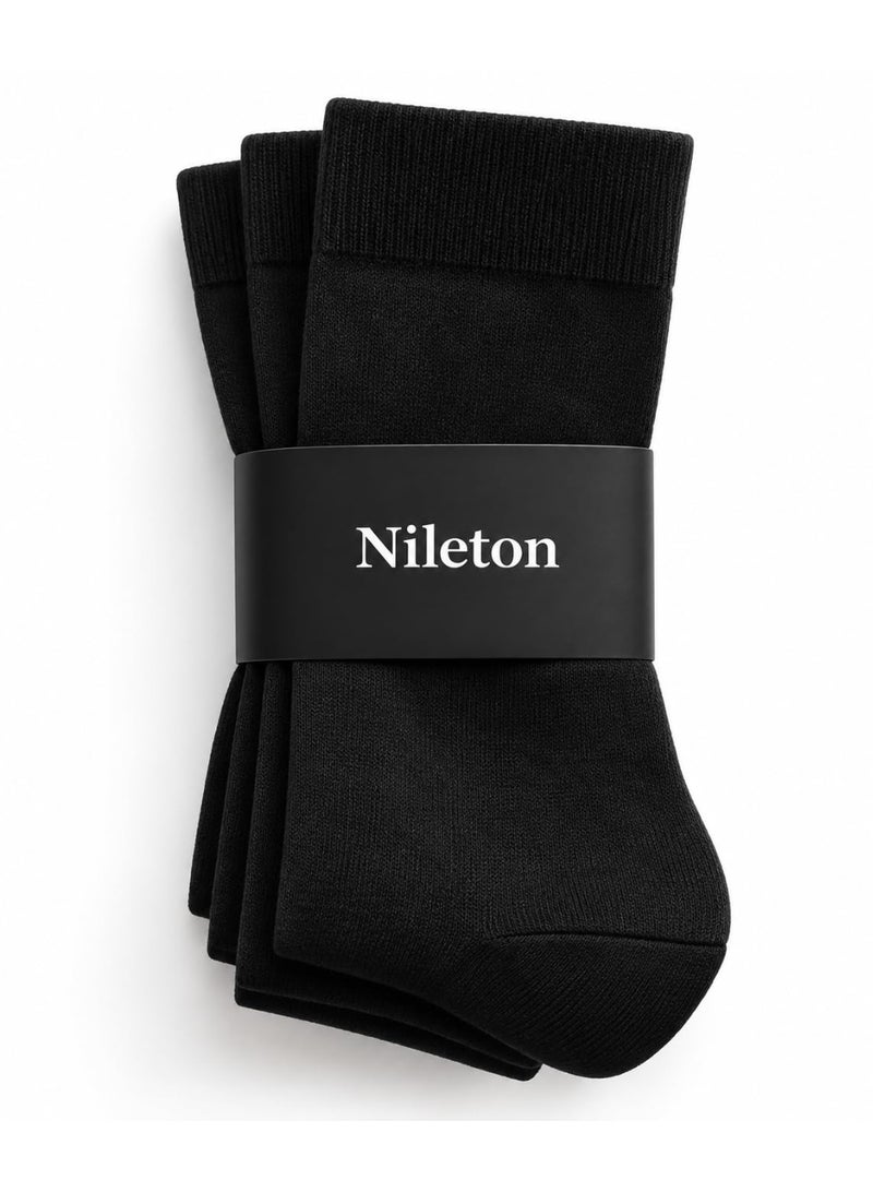 Nileton Men’s Classic Cotton Socks – Pack of 3 – Soft Breathable Mid-Calf Dress, Casual & Classic Socks for Men Everyday Wear - Image 1