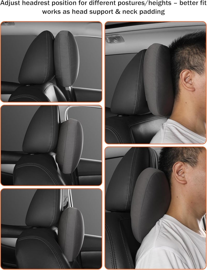 POKSRI Car Neck Pillow for headrests, Microfiber Velvet Support Head Pillows,Plant-Based Polyester,11.8x7.5 refillable&Multiple&Adjustable Drive Vehicle Cushion Seats(Beige,Neck Pillow 2pcs) - Image 2