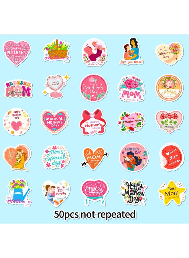 Bluejw 50 I LOVE YOU MOM Stickers Happy Mother's Day Flowers Bouquet Baking Cake Label Sticker - Image 5