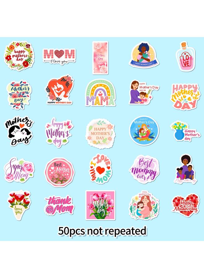 Bluejw 50 I LOVE YOU MOM Stickers Happy Mother's Day Flowers Bouquet Baking Cake Label Sticker - Image 4