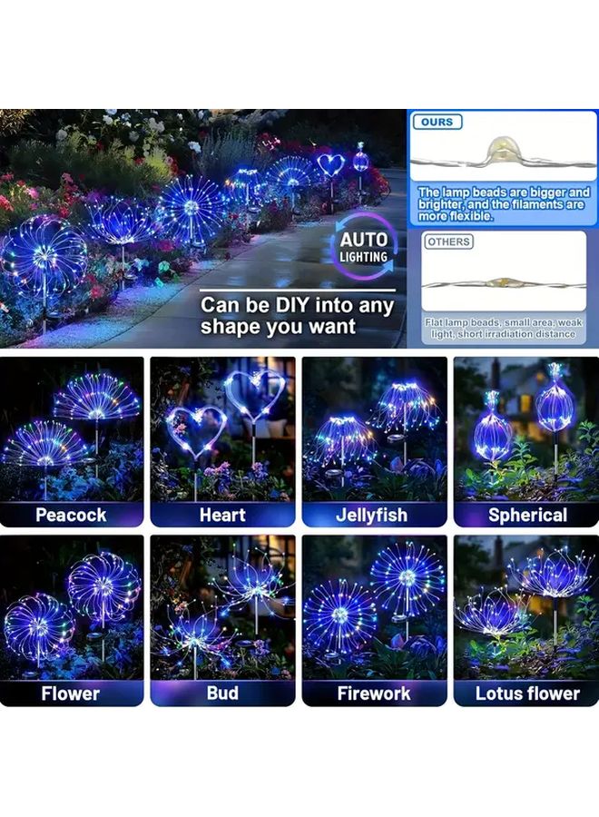 60 LED Smart Solar Outdoor Fireworks Lights Multicolor 8 Modes Auto On Off Garden - Image 4