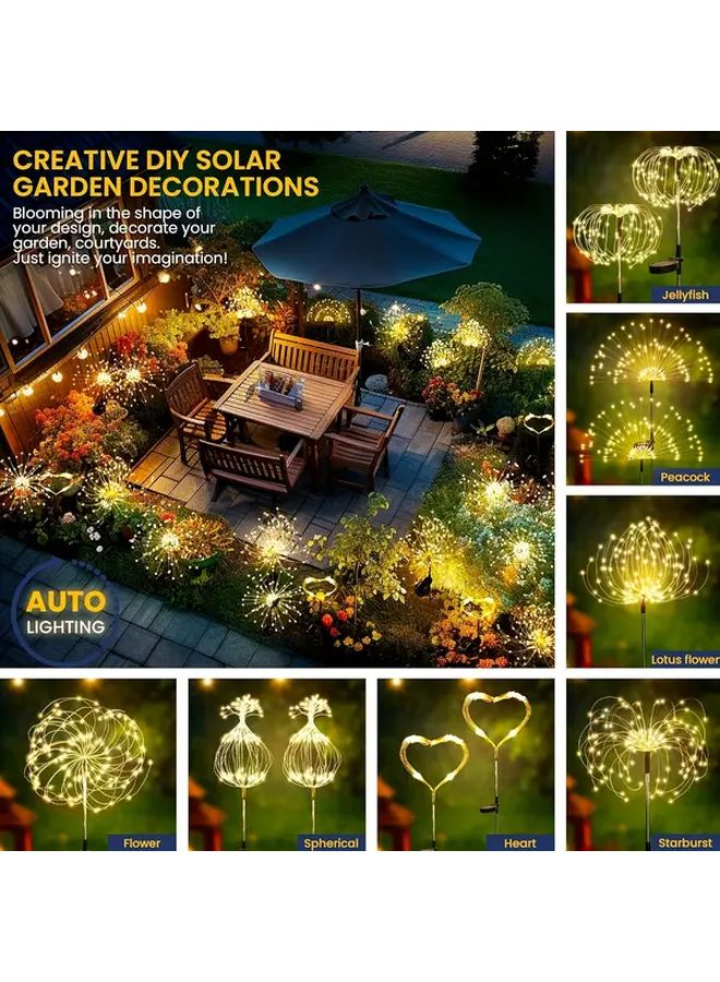 60 LED Smart Solar Outdoor Fireworks Lights Multicolor 8 Modes Auto On Off Garden - Image 5