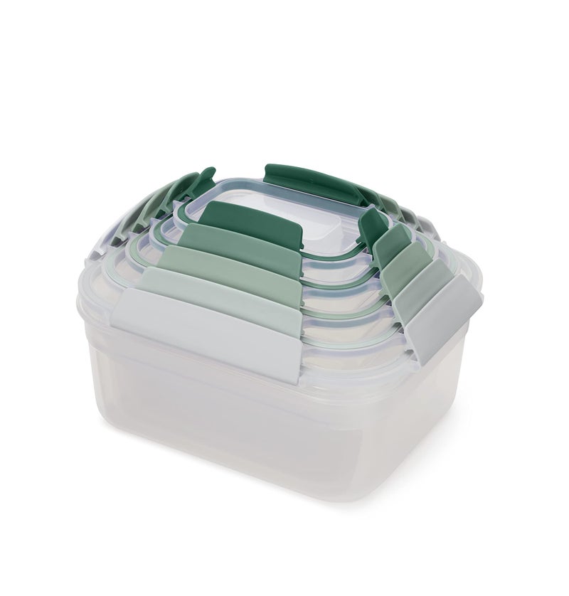 Joseph Joseph Nest Lock 10 Piece Plastic Food Storage Container set with lids Leak Proof Airtight Space Saving Kitchen Storage BPA free Sage Green - Image 2