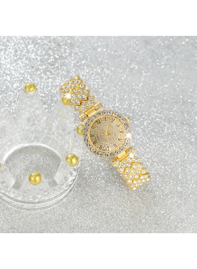 Fashion Accessories ساعة كوارتز نسائية بسيطة وأنيقة بمينا دائري مع سوار، قطعتين من السحر - سوار فاخر بتصميم عصري لكل مناسبة - Image 3