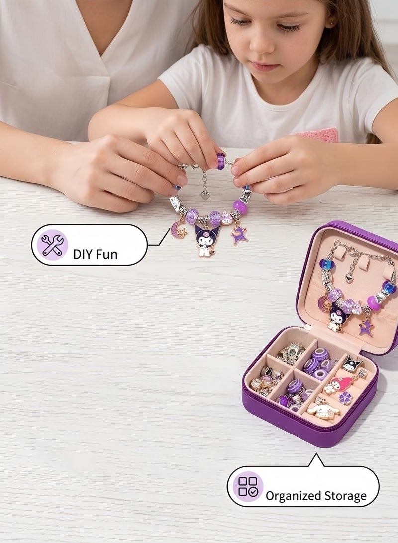 kuromi 26 Pieces Beaded Bracelet Making Kit, Girls Bead Jewelry Making Kit for DIY Making Necklace Gift for Girls Aged 7-14 with Jewelry Box - Image 4
