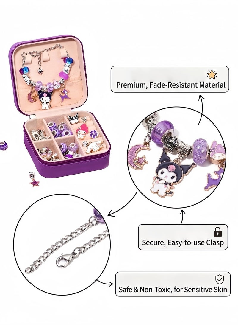 kuromi 26 Pieces Beaded Bracelet Making Kit, Girls Bead Jewelry Making Kit for DIY Making Necklace Gift for Girls Aged 7-14 with Jewelry Box - Image 2
