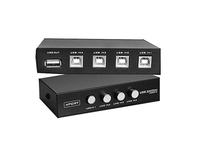 Terabyte مفتاح مشاركة الطابعة USB 4 منافذ USB 2.0 صندوق اختيار لمشاركة 1 جهاز USB طابعة كمبيوتر ماسح ضوئي طابعات إلخ. (أسود) 5 - Image 1