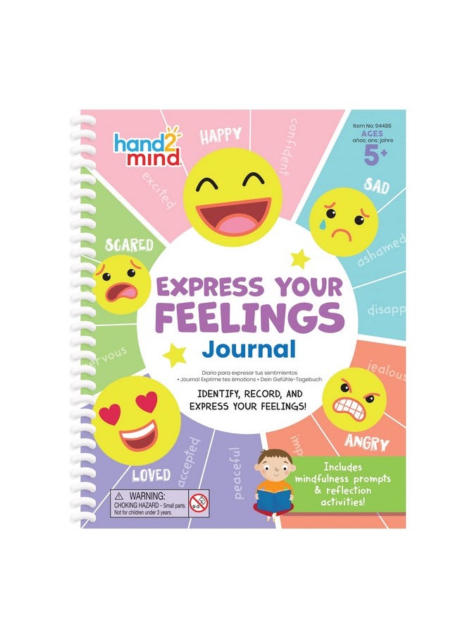 hand2mind hand2mind Express Your Feelings Journal, Emotions Journal for Kids with Feelings Wheel, Social Emotional Books for Kids, Growth Mindset for Kids, Mindfulness for Kids, Calm Down Corner Supplies  - Image 1