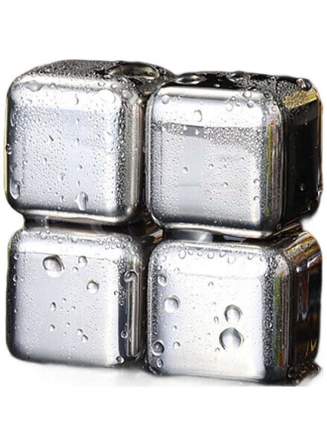 Baijie 316 Stainless Steel Ice Cube Tray, Whiskey Ice Cube Mold, Metal Ice Cube Mold, Four-Piece Set - Image 2