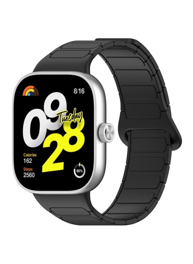 Kmaxai Magnetic Silicone Watch Band For Xiaomi Mi Band 9/8 Pro And Redmi Watch 5/4, Creative Bracelet Chain Sports Watch Band, Dopamine Men's And Women's Replacement Wristband, Black - Image 1