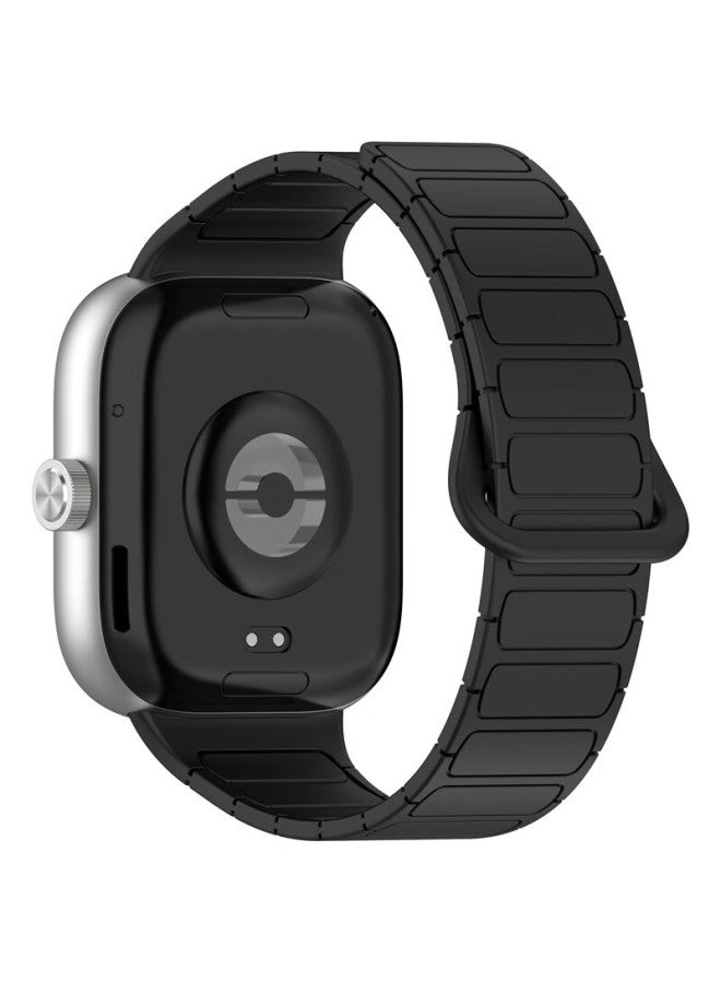 Kmaxai Magnetic Silicone Watch Band For Xiaomi Mi Band 9/8 Pro And Redmi Watch 5/4, Creative Bracelet Chain Sports Watch Band, Dopamine Men's And Women's Replacement Wristband, Black - Image 3
