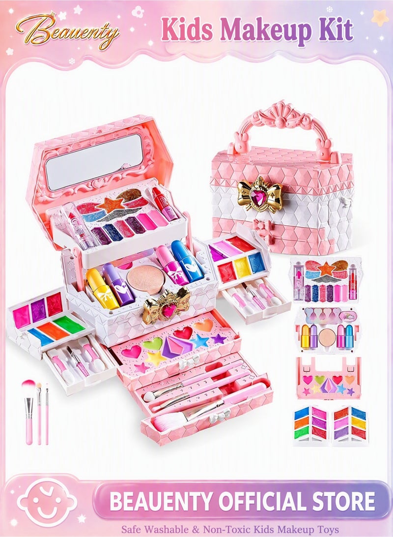 Beauenty Kids Makeup Kit for Girl, Real Makeup Set for Girls, Safe Washable & Non-Toxic Kids Makeup Toys for Girls Aged 3+ Year Old, Girls Birthday Gifts - Image 1