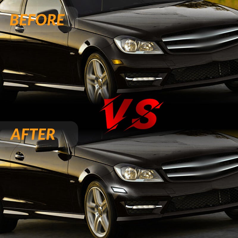 DERMOKA LED Side Marker Lights for 2012-2014 M'ercedes-Benz Pre-LCI W204 C-Class C250 C300 C350 Front Side Fender Lamps, Smoked Len 2PCS (White) - Image 4