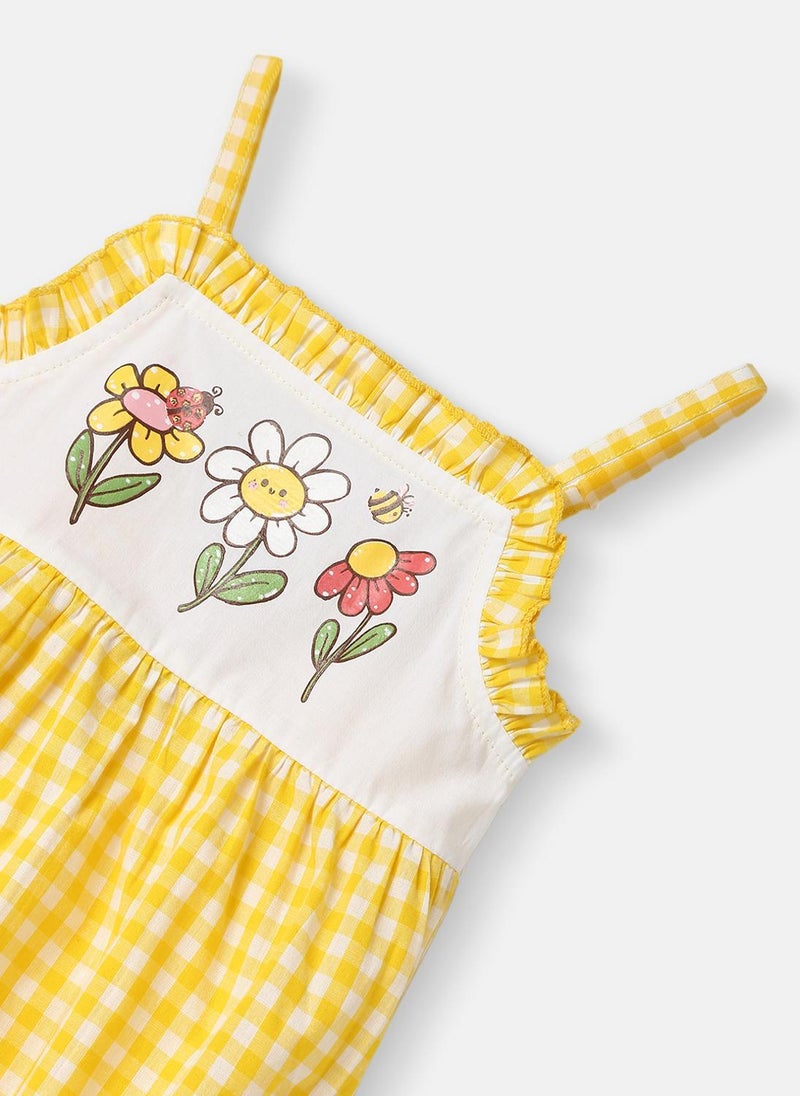 نوتيناتي رومبر بناتي كاروهات بأكمام بحمالات قطني لعمر - شهر - Image 3