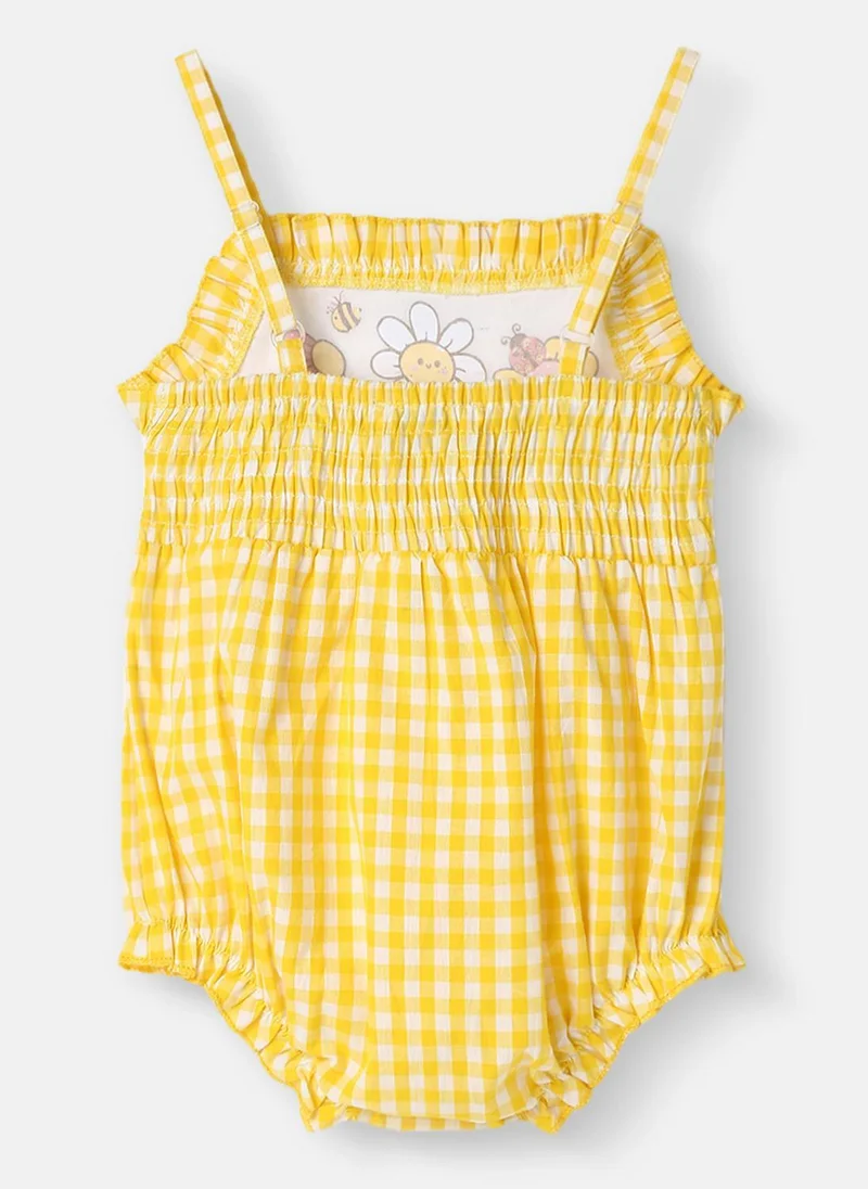 نوتيناتي رومبر بناتي كاروهات بأكمام بحمالات قطني لعمر - شهر