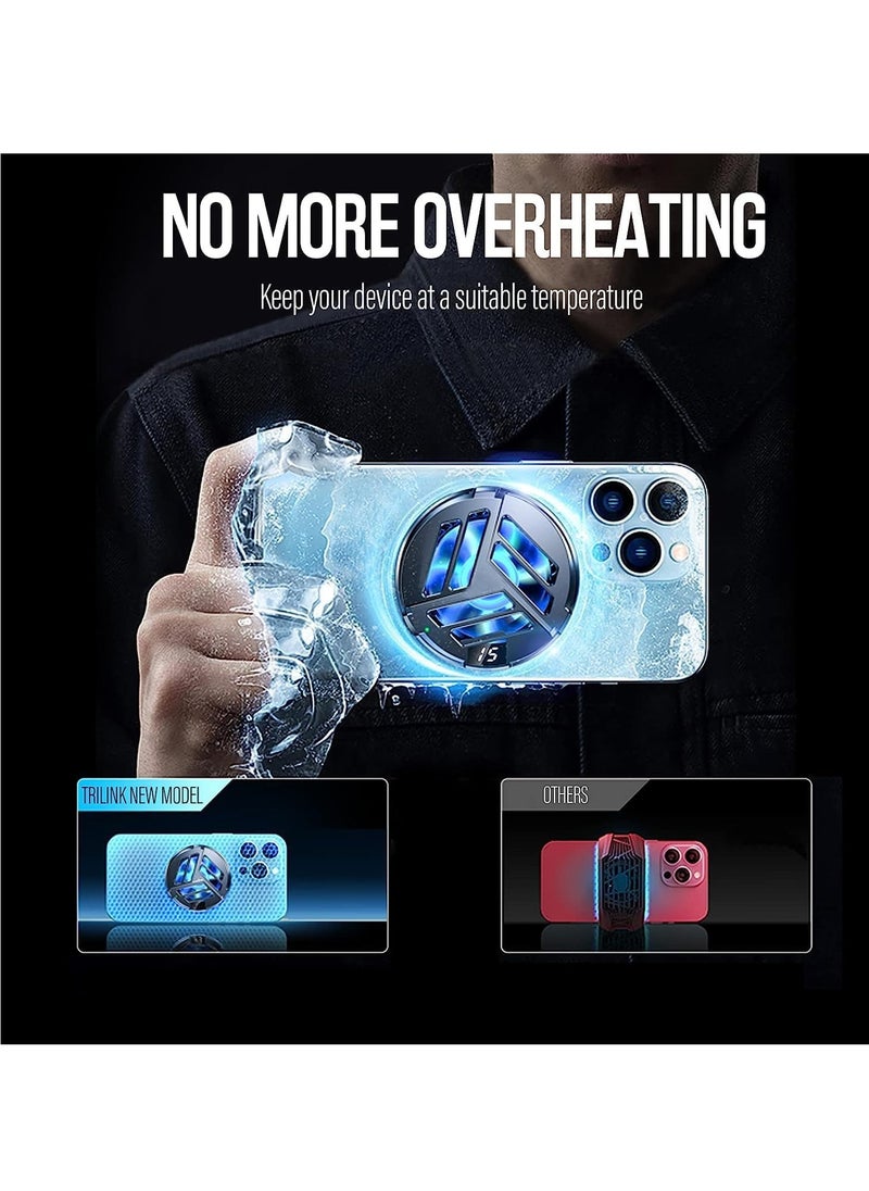 KASTWAVE - Magnetic Phone Cooler with Wireless Charging, Phone Cooling Fan for iPhone Android for iPad and Tablet, Phone Radiator with RGB LEDs and Universal Clamp for Gaming, for iPhone 12 13 for MagSafe - Image 1